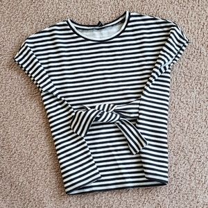 Versatile Express Tie Front or Back Striped Shirt